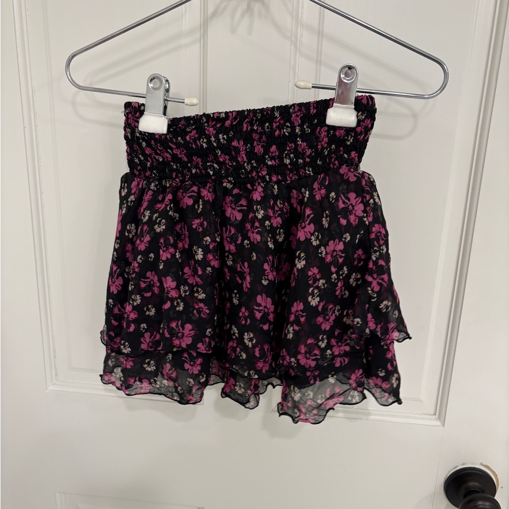 Flowers by Zoe Girls Floral Black and Pink Skirt Size XL